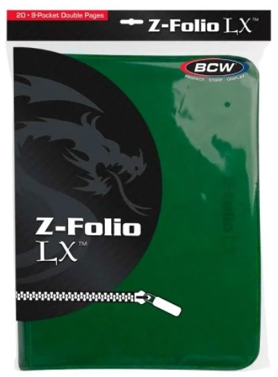 BCW Binder: 9-Pocket Z-Folio LX Green 1-ZF9LX-GRN